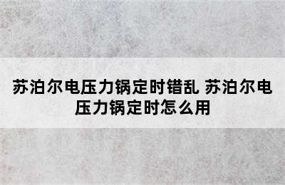 苏泊尔电压力锅定时错乱 苏泊尔电压力锅定时怎么用